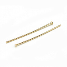 Brass Flat Head Pins Real 18K Gold Plated 30x0.8mm Head: 2mm