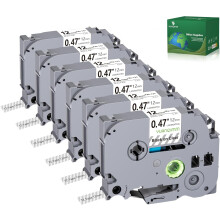 6 Pack TZ Tape 12mm 0.47 Clear Tape Compatible with Brother TZe-131 TZe131 TZ131 Tape Black on Clear Compatible