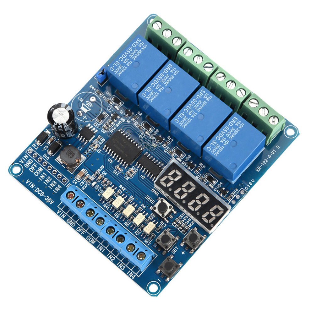 8-36V 4-Channel Time Delay Relay Module With Optocoupler & Led 8291380091937