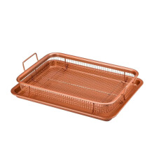 Copper Baking Tray Non Stick Square Grill Mesh Basket for Healthy Cooking and Roasting