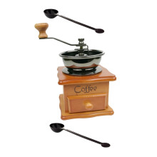 Vintage Manual Coffee Grinder with Drawer, Adjustable Ceramic Burr, Hand Crank for Home and Travel