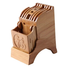 Bamboo Kitchen Knife Block with Open Ventilation Design and Smooth Burr Finish