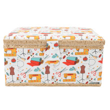 Large Capacity Sewing Basket with Handle, Fabric Sewing Storage Box for Home and Travel