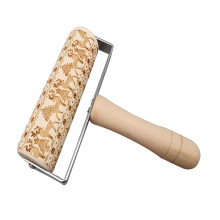 DYIOO Christmas Embossed Rolling Pins, Elk Wood Dough Roller, Non-stick & Easy Clean, Comfortable Grip for Baking Cookies, Rolling Pin Kitchen Tool