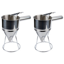 2X Stainless Steel Hand-Held Funnel Dispenser Octopus Pellets Funnel Tool Hand-Held Mixing Batter Separator