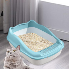 Tooyful Open Litter Pan with High Sides Cage Accessories Pets Litter Tray Potty Toilet for Kitty Small Animals Other Pets Kitten Blue 36.9X29.3X16CM