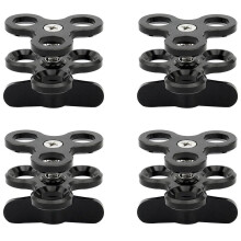 4X Clamp 3 Holes Diving Lights Arm Butterfly Clip Mount Bracket for Action Camera Flashlight Tripod,Black