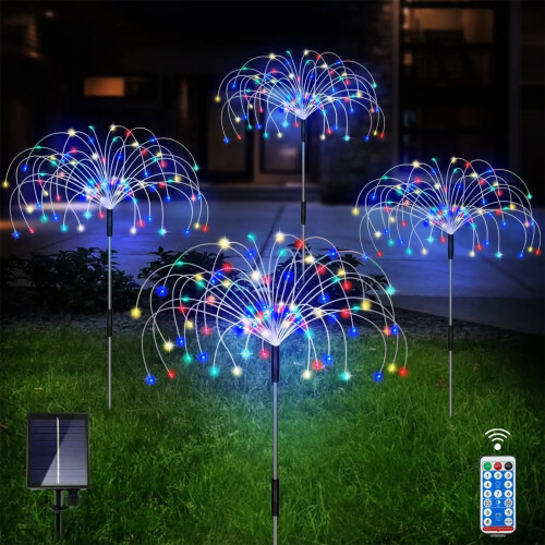 Casewin Solar Firework Path Lights, 480 LED, Multicolor, IP65 Waterproof, 4 Pack