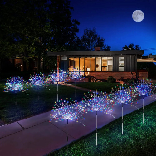 Casewin Solar Firework Path Lights, 480 LED, Multicolor, IP65 Waterproof, 4 Pack 2