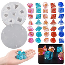 Silicone mold for polyhedral dice with engraved numbers