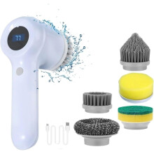Electric cleaning brush, electric rotating brush, cordless electric rotating brush with 5 replaceable handheld electric shower brushes