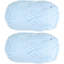 2Skeins Chenille Yarn Blanket Yarn 2x100g/7.1oz #6 Super Bulky Polyester Soft Knitting for Crochet Weaving Bag Scarf Hat