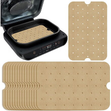 Unbleached Air Fryer Parchment Paper, 100 PCS Perforated Square Air Fryer Liners for Ninja Foodi XL Smart FG551 6-in-1 Indoor Grill