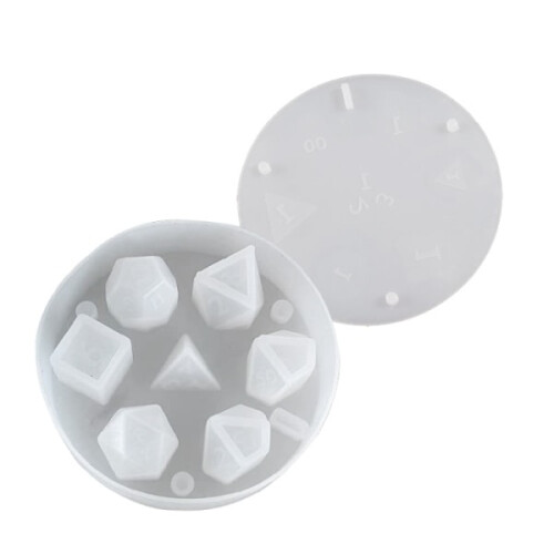 Silicone mold for polyhedral dice with engraved numbers 2