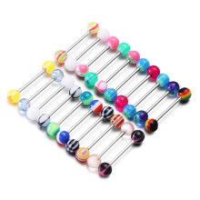 WINOMO 20pcs Colorful Human Body Piercing Jewelry Stainless Steel Women Tongue Ring Bar Stud (Random Color)