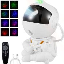 Pcapzz Astronaut Star Projector 360 Rotation Galaxy Light, Brightness & Speed Adjustable, LED Nebula Ceiling Lamp with Remote Control, White