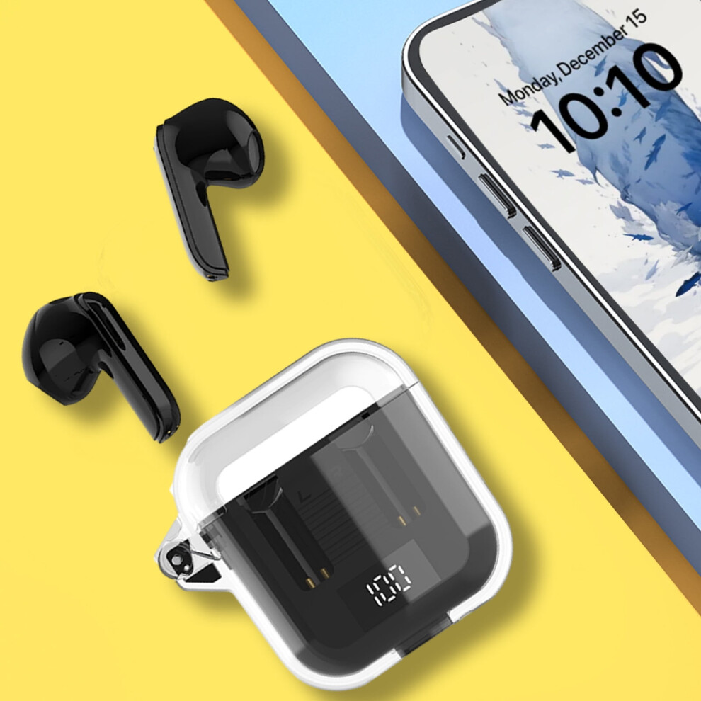 Avtoify Wireless Earbuds Bluetooth 5.3, -Weight In-Ear With Mic, Ipx4, Premium Sound, Charging Case - Light/Black 9389440403635