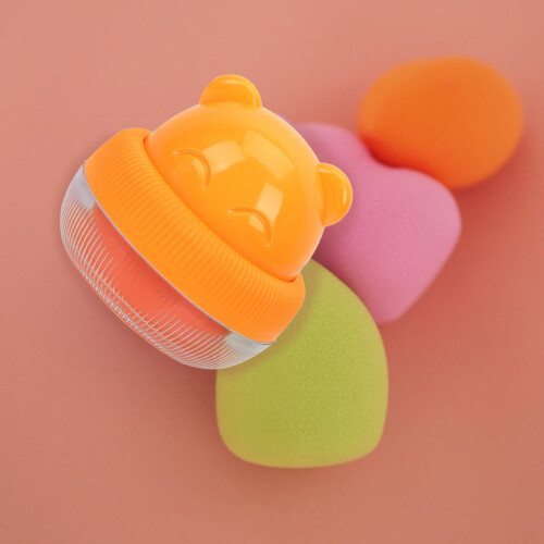 Guangmc Makeup Sponge Holder Container Yellow Egg Box Storage Travel 1
