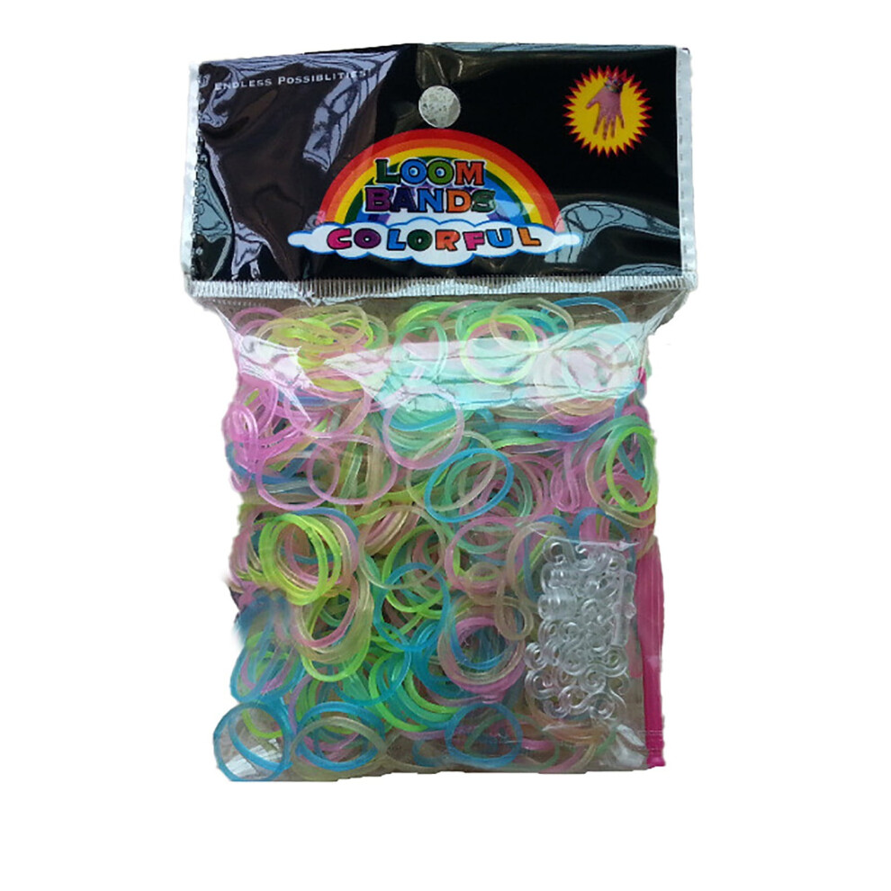 Joykith 600 Piece Glow In The Dark Latex Rubber Band Bracelet Pack Rubber Band Mega Value Pack With Clips Quick Clamp Canopy 9389440803053