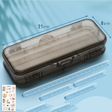 Cailmei School Season 2Pcs Double Open And Close Transparent Pen Case Large Capacity Cute High Value Stationery Box Pen Case With Stickers Black