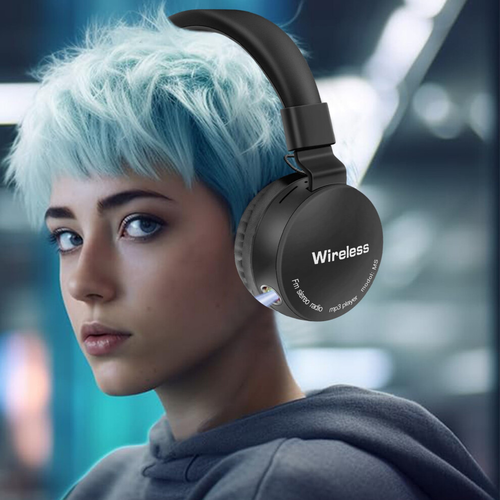 Avtoify Wireless Bluetooth Headphones Over Ear With And Mic 8 Hours Of Use Foldable Headset Light/Black 9389440804647