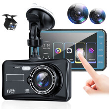 Wireless Android Auto Screen 4" Full HD Touchscreen w/ 4K Dash & Backup Cam | Compatible with ABS, Black, Akmoler