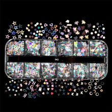 12 Grids/Box Stars Shape Fluorescent Sequins Holographic Glitter Flakes Glow in the Dark DIY Resin Mold Epoxy Filling