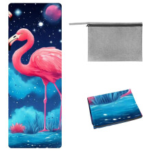 Flamingo Yoga Mat Towel, Storage Bag, 72.8"x26.8" - Suitable for Yoga, Pilates, Fitness, Gym - Yoga Blankets and Gym Towel Included