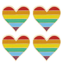 Mizh 4pcs Heart Shaped Brooches Rainbow Color Zinc Alloy Badge LGBT Lapel Pin Breastpin (XZ1483)