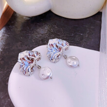 Earrings Ear Stud Jewelry S925 Silver Needle Fan Leaf Retro Earrings Earrings Women's Light Luxury Niche Premium Pearl Stud Earrings