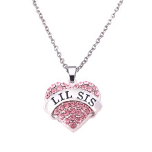 LKWLPD Little Sister Necklace From Big Sister Crystal Heart Pendant Necklace Charm Crystal Heart Necklaces Little Sis Matching Jewelry