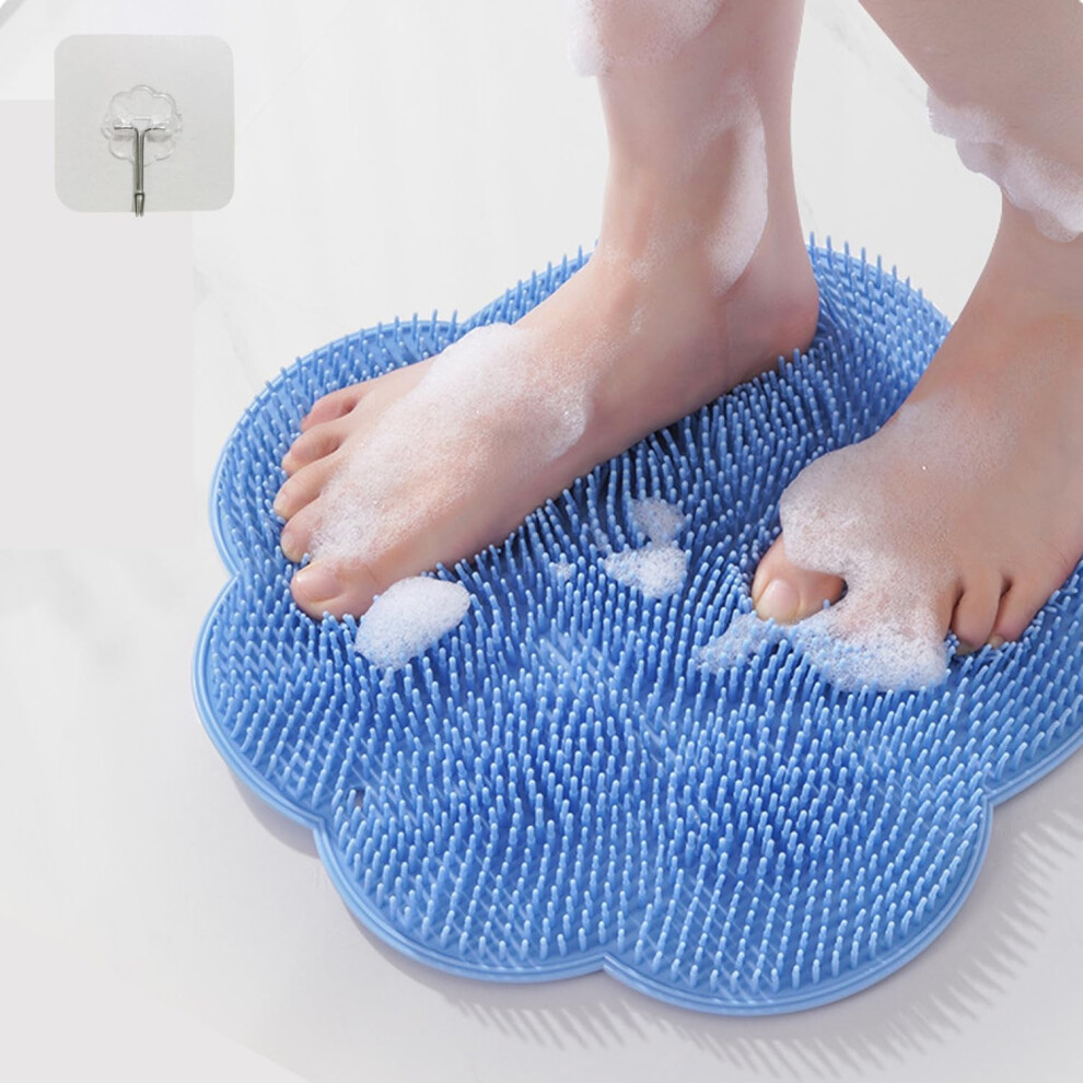 Blue Shower Foot And Back Scrubber With Suction Cups, Helps To Shower Foot & Back Scrubber Massage Pad Ï¼Blueï¼