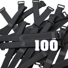 100pcs 8" Black Wrap Cable Ties Wire Cord Straps Reusable Hook & Loop