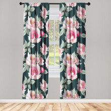 Floral Window Curtains, Compatible with Ambesonne, Unopened Rose Buds Spring Art, 2-Panel Set 28"x63", Laurel Green Pink