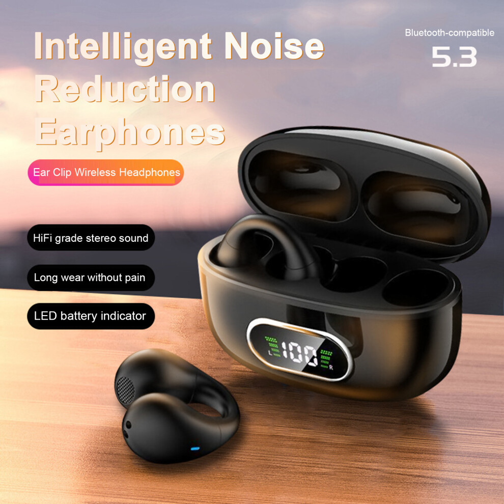 Susuchens Wireless Earbuds With Hd-Compatible Mic Bluetooth-Compatible 5.3 Chip Led Power Display Noise Reduction Ear-Clip Earphones White 9389440580343