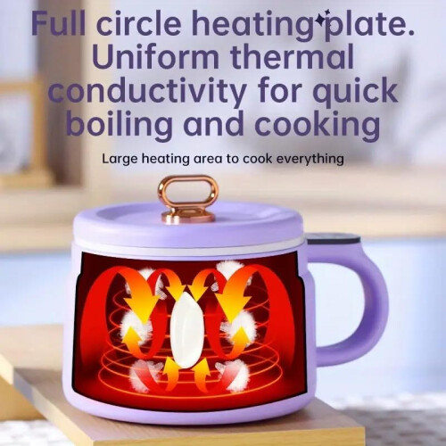 1.6L Smart Electric Hot Pot with Timer, NonStick Ceramic Liner, Double AntiScald for Dorm 1
