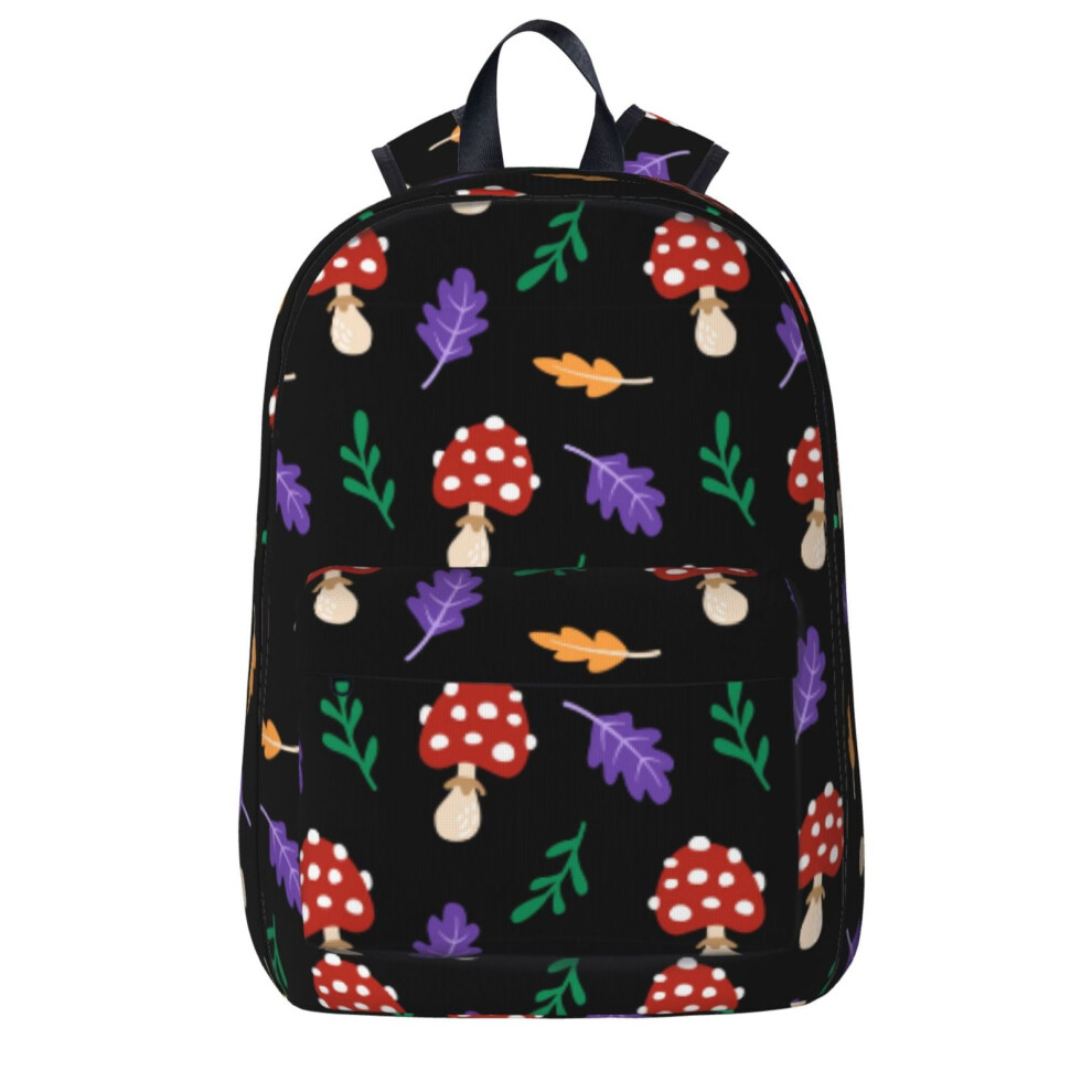 Cute Mushrooms And Leaves Pattern Backpack Laptop Backpacks Travel Hiking Bag Business Backpacks For Women Men 9389440668546