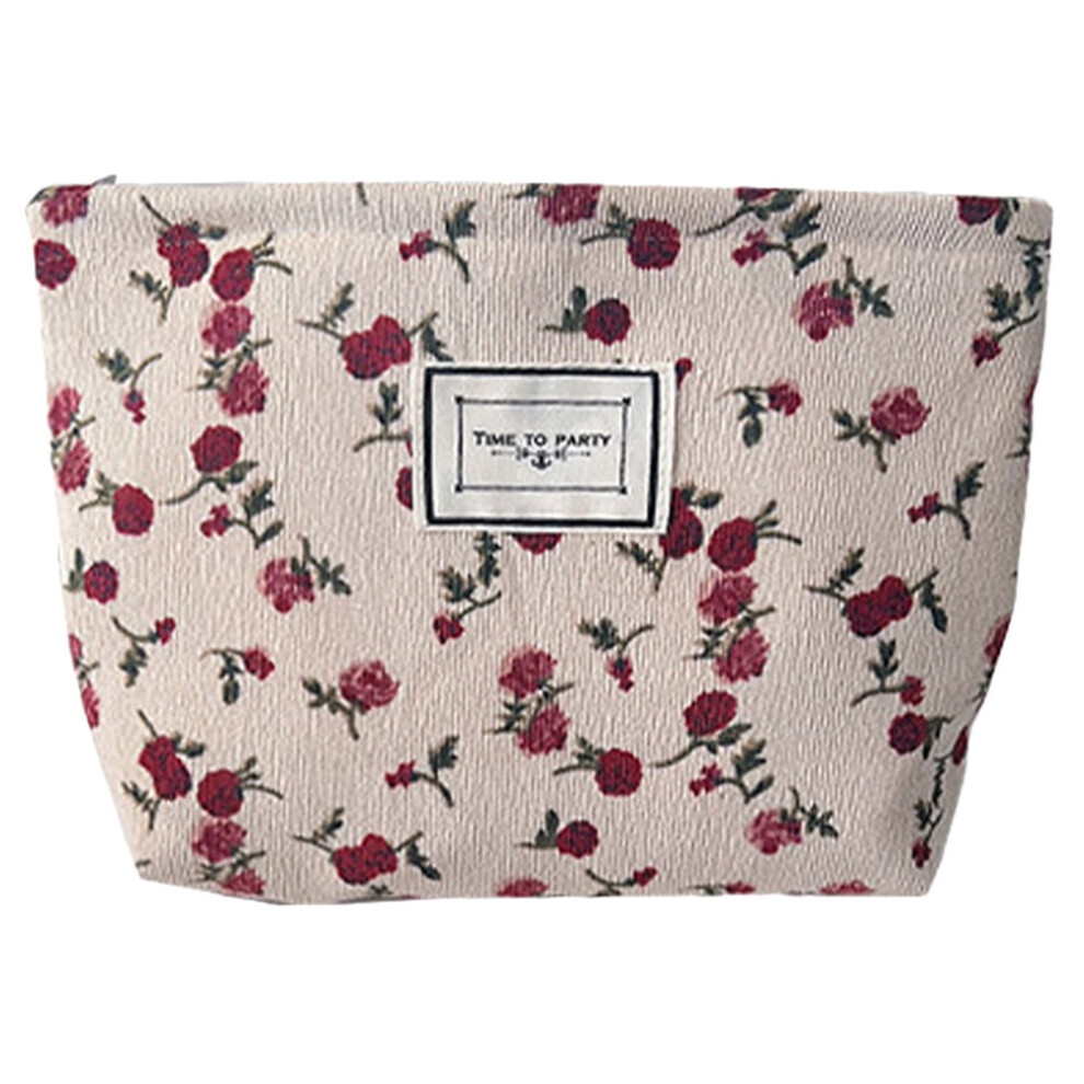 Portable Toiletry Bag Rose Pattern Makeup Bag Travel Cosmetic Bag Makeup Organizer