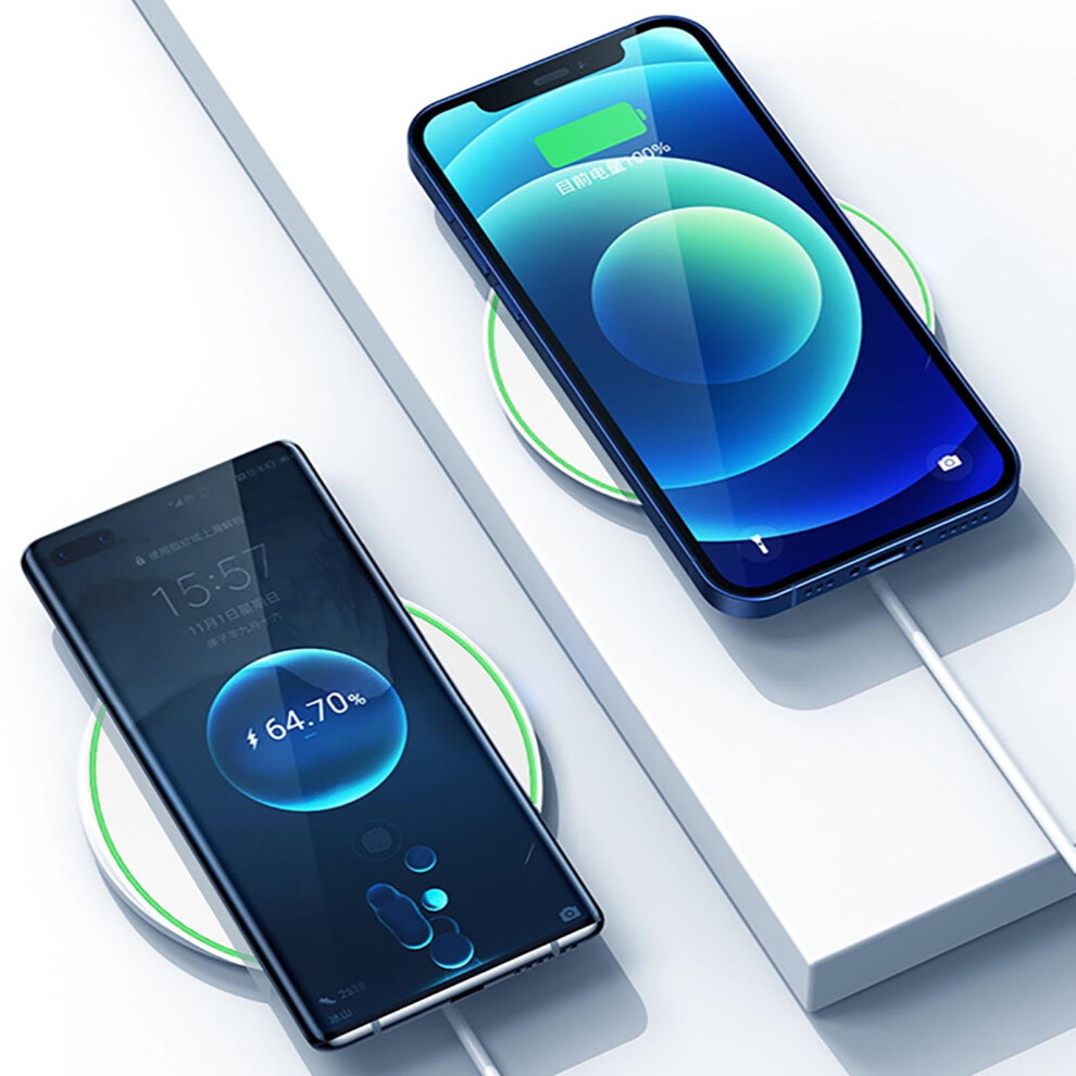 Fast Wireless Charger, 15W Thin Round Wireless Charger Gift Desktop Mobile Wireless Charger 9389440668591
