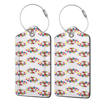 Hello Kitty 2Pc Stainless Steel Ring Leather Luggage Tags, Waterproof ID Holder, Compatible with Travel Accessories, 2.9" * 4.6"