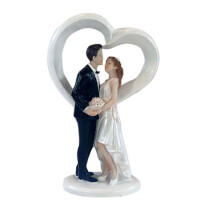4.5 Inch Bride and Groom Wedding Cake Topper with Romantic Heart Design and HandPainted Details