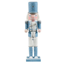 12 Inch Wooden Christmas Nutcracker Soldier with Blue Drum Ornament, Festive Holiday Decoration