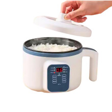 Electric Hot Pot 2L Mini Electric Cooker with Dual Power, NonStick, Foldable Handle for Dorm and Travel