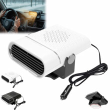 2in1 12V Portable Car Heater and Fan with Fast Heating Cooling, 360 Rotation, Windshield Defroster for Cars and Trucks White