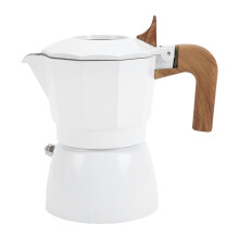 Italian Stovetop Espresso Maker 2 Cup Moka Pot with Dual Valve Brewing and Wooden Handle 100ml