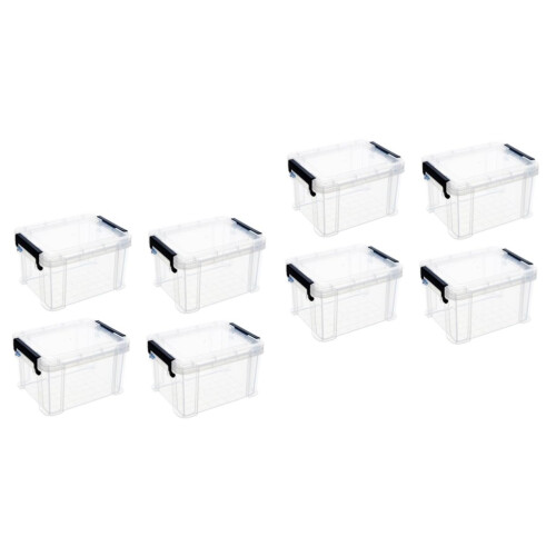 8pcs Transparent Mini Storage Boxes with Lids Stackable Organizer for Crafts and Accessories