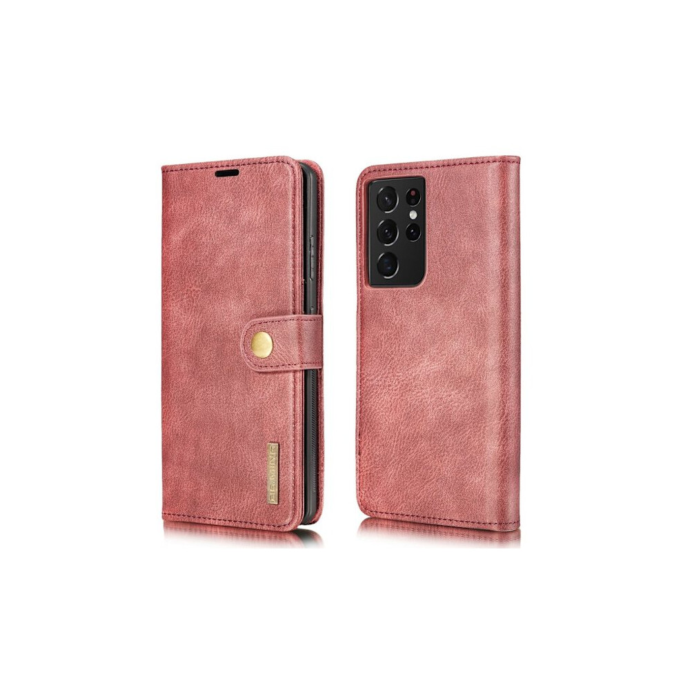 Dg.ming 2-In-1 Magnet Wallet Compatible With Samsung Galaxy S21 Ultra Red 9389440708518