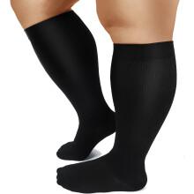Plus Size Compression Socks for Women & Men, 20-30 mmhg Wide Calf Knee High Stockings for Circulation Support Recovery