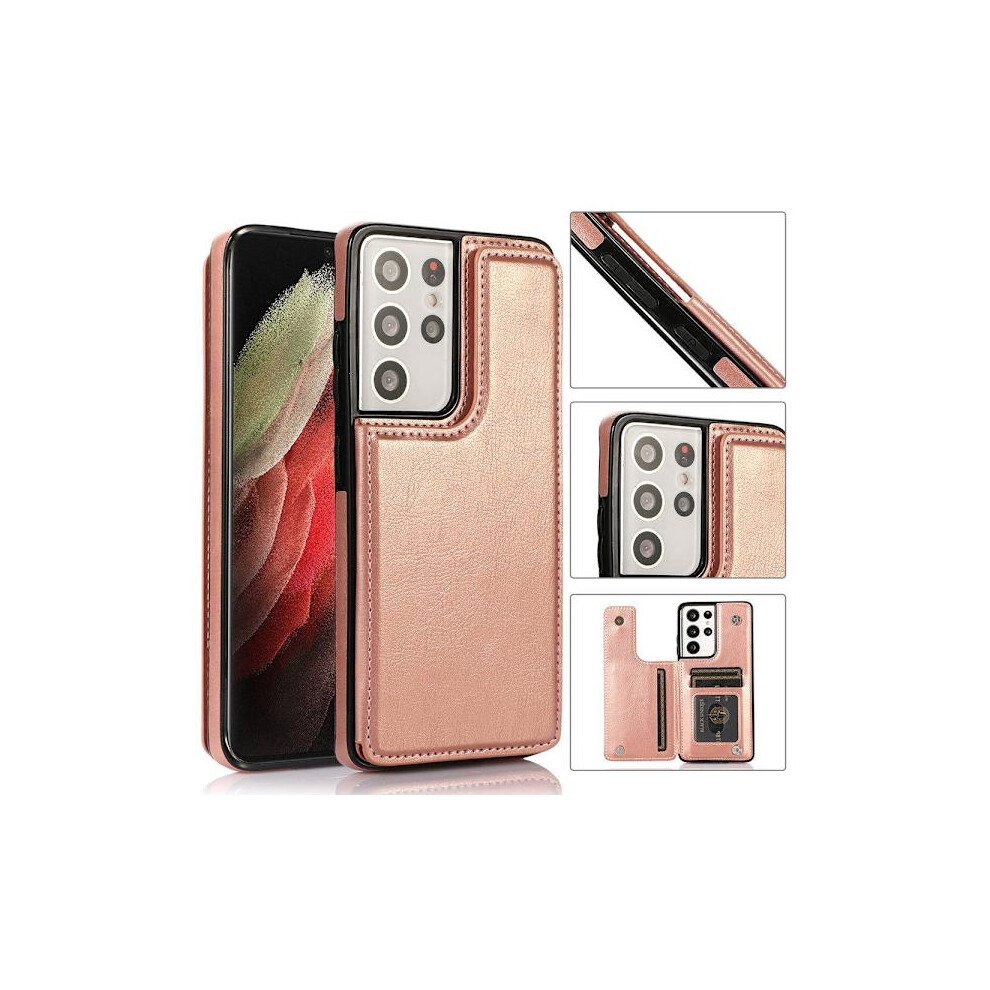 Compatible With Samsung Galaxy S21 Ultra - Stylish Case With Card Holder Rose Gold 9389440259027