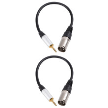 2 Pack Microphone Cable Speaker Cord Audio Female to Stereo Adapter Cables 3.5mm XLR Flat